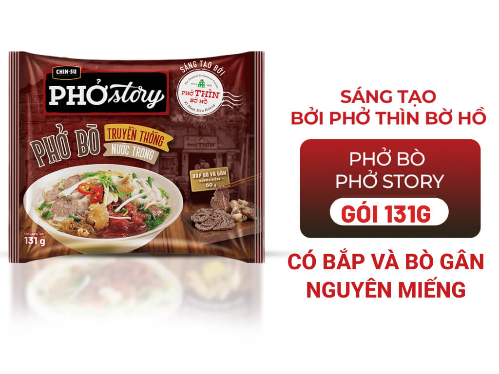 Phở bò Chinsu story bắp bò và gân nguyên miếng 131g