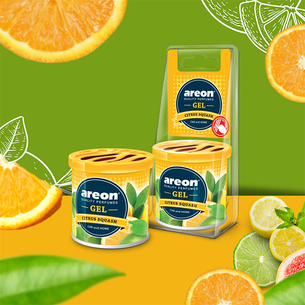 Gel khử mùi ô tô Areon hương cam quýt 80g Bulgaria