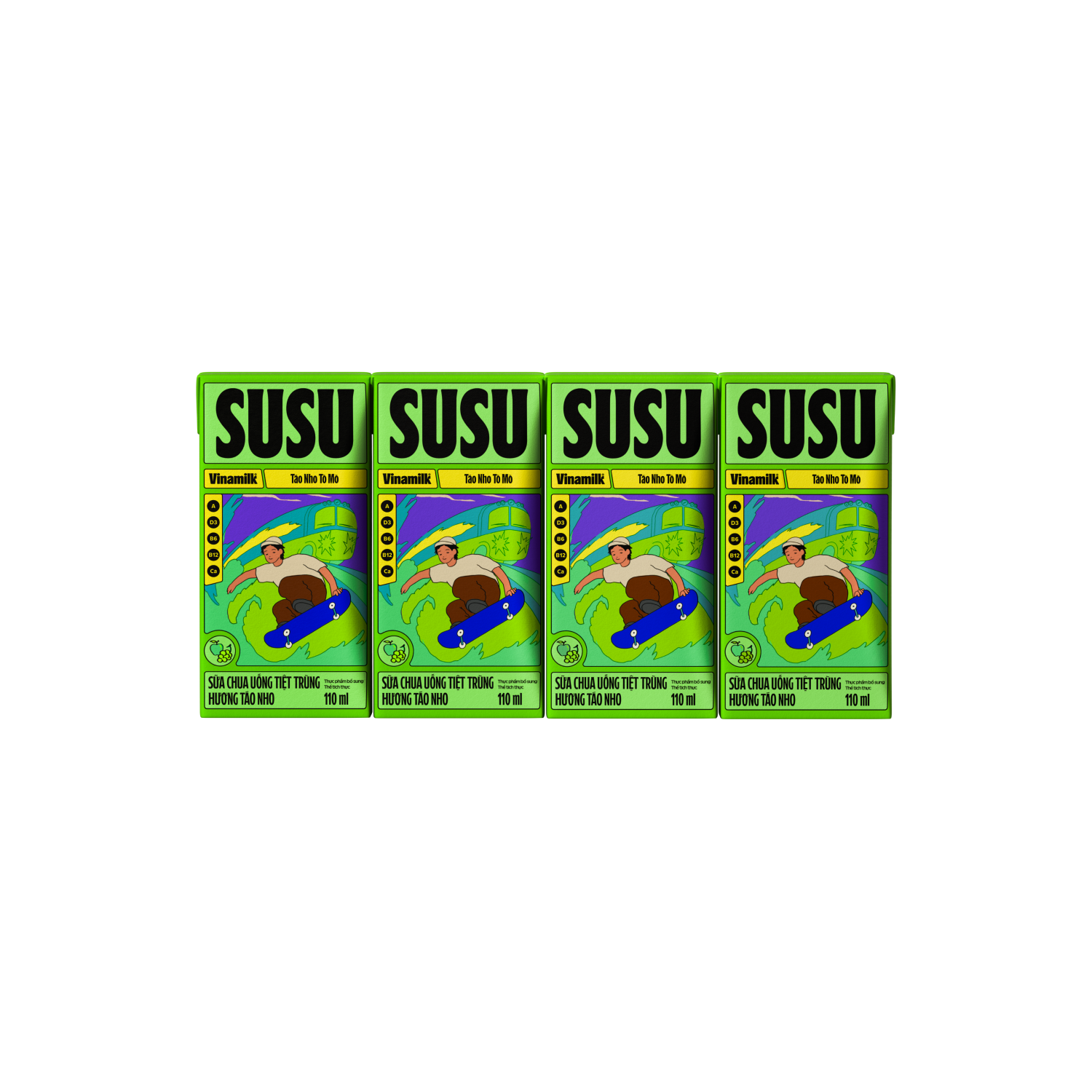 Sữa chua uống hương táo nho susu hộp 110ml