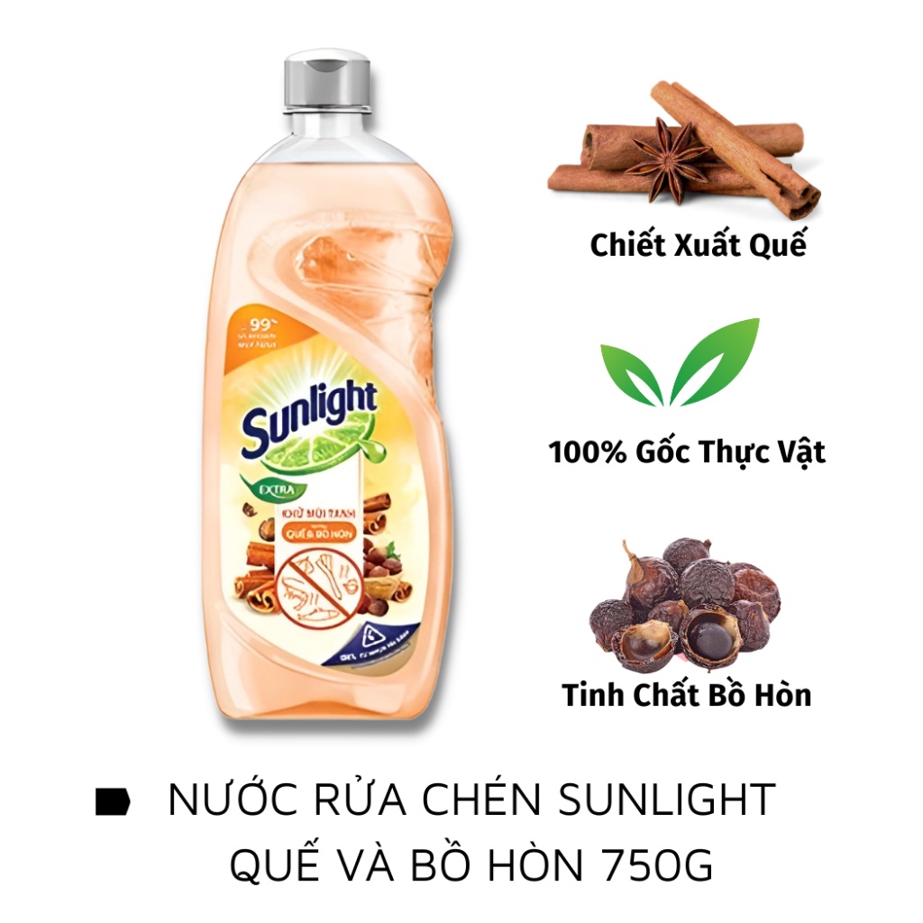 Nước rửa chén Sunlight hương quế và bồ hòn 750g