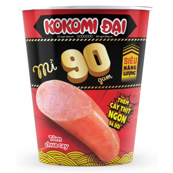 Mì ly Kokomi đại 90 tôm chua cay có thịt 90g