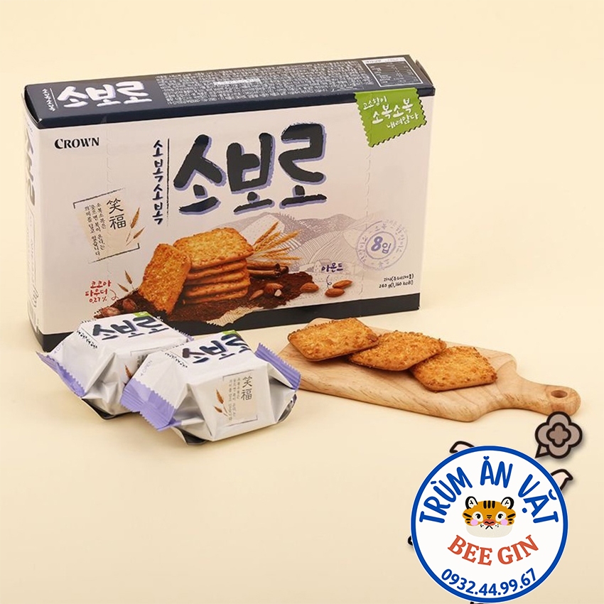 Bánh quy hạnh nhân Soboro Crown Hàn Quốc 240g