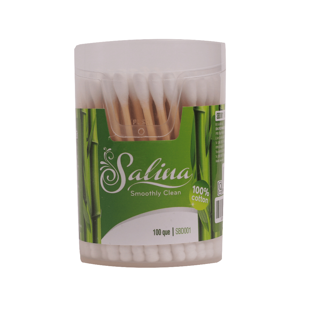 Tăm bông thân trúc Salina hộp 100 que