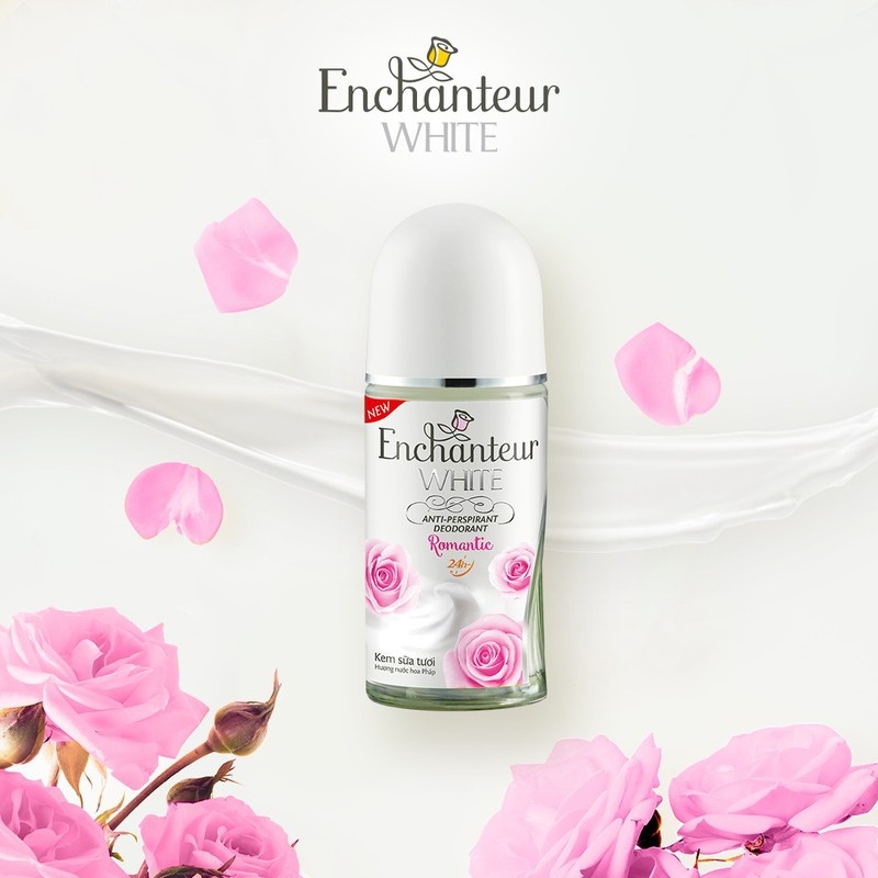 Lăn khử mùi đặc Enchanteur White Romantic hương nước hoa hồng 50ml