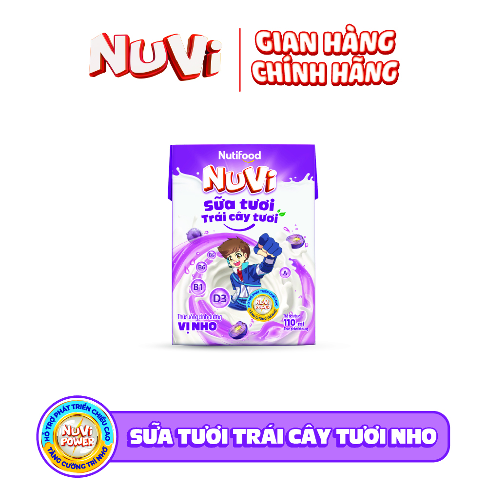 Sữa tươi trái cây vị nho Nuvi 110ml