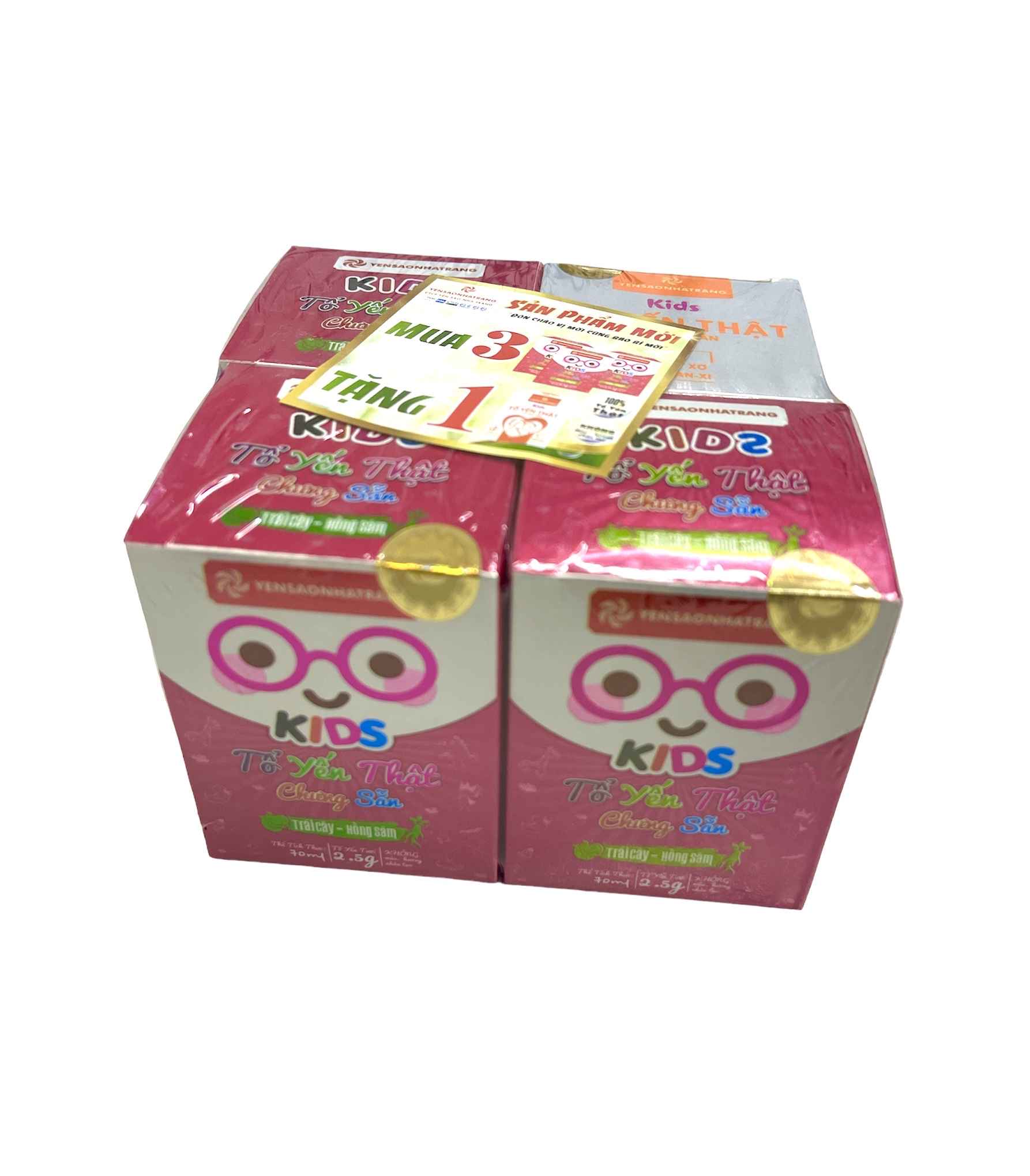 Lốc tổ yến thật chưng sẵn trái cây - hồng sâm kids Nha Trang 3 tặng 1*70ml