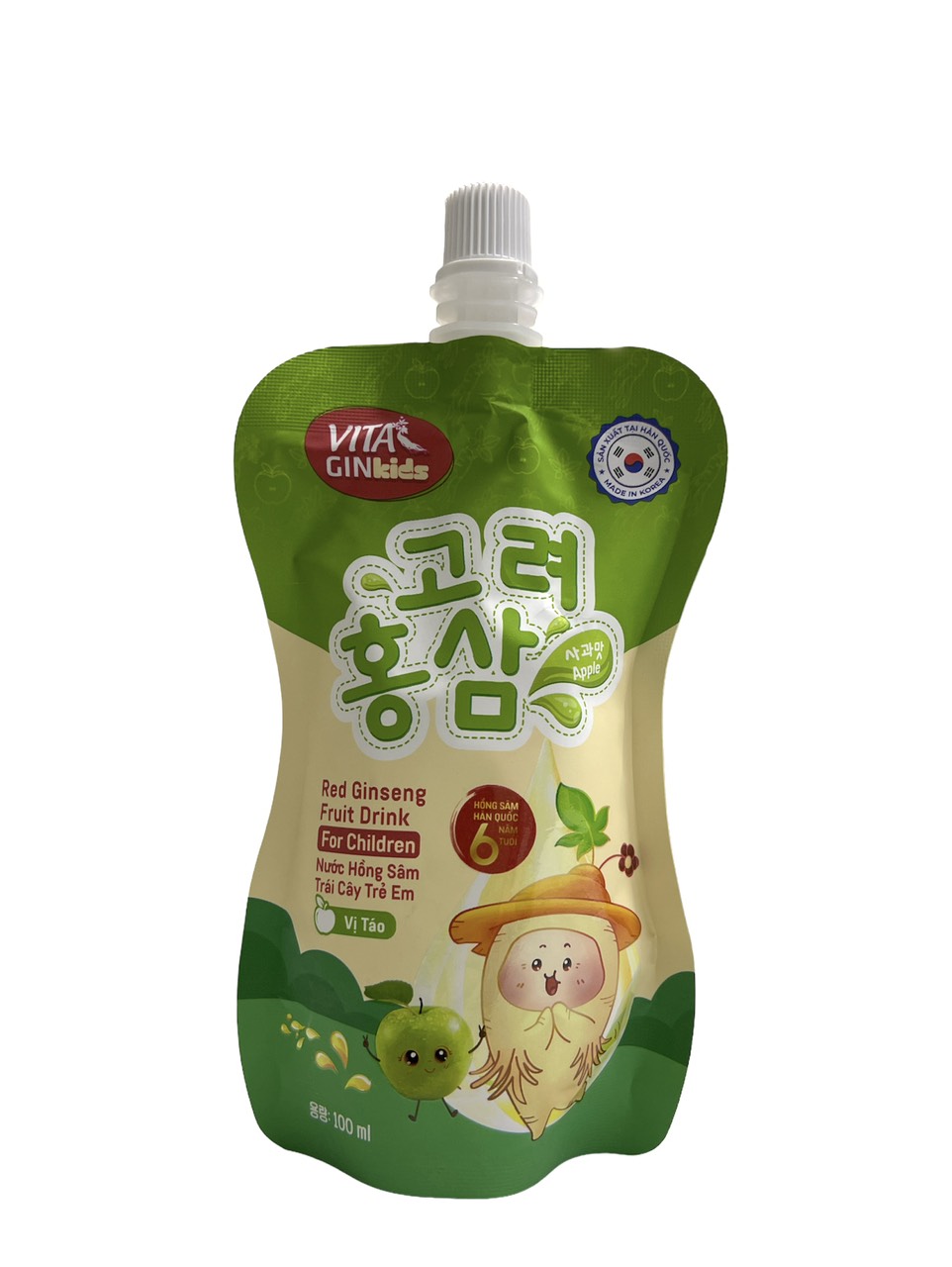 Nước hồng sâm trái cây trẻ em vị táo Vitagin Hàn Quốc 100ml