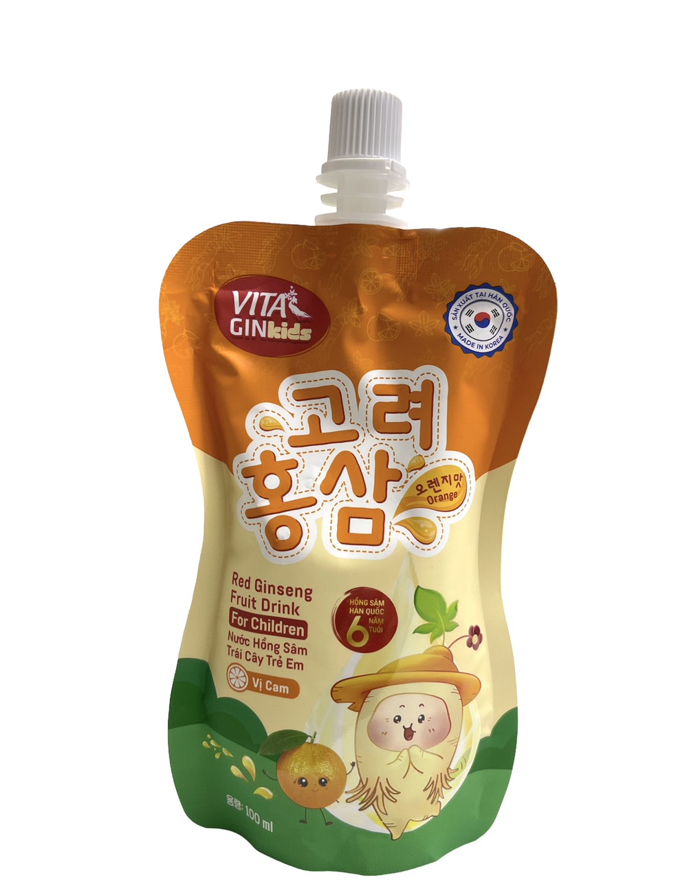 Nước hồng sâm trái cây trẻ em vị cam Vitagin Hàn Quốc 100ml