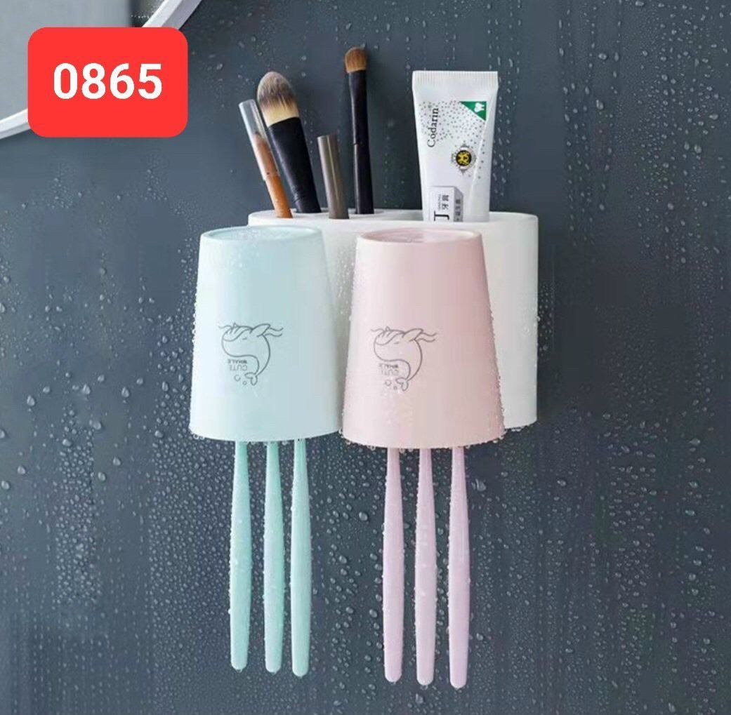 Bộ cắm bàn chải cá heo kèm 2 cốc 0865