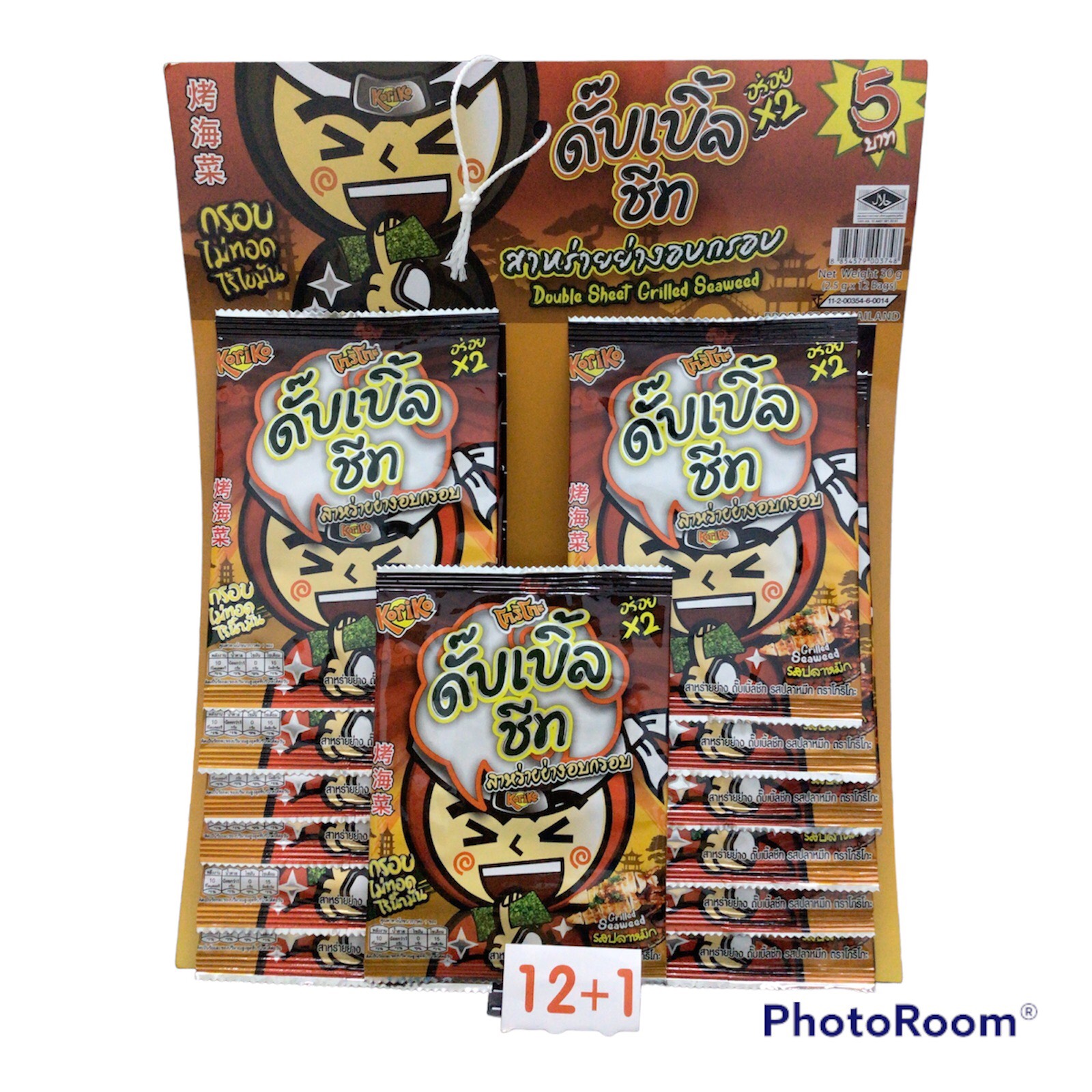 Snack lá kim nướng vị mực Koriko Thái Lan 2.5g