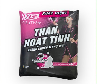 Băng vệ sinh Diana siêu thấm than hoạt tính nano bạc kháng khuẩn siêu mỏng cánh 8M