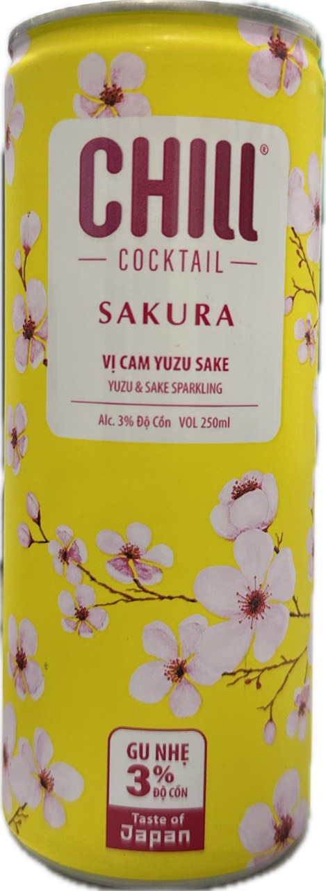 Nước trái cây lên men Chill Sakura vị cam yuzu sake 330ml