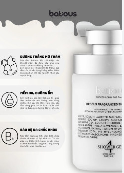 Sữa tắm Batious B3+ trắng sáng da, hỗ trợ trị mụn, kháng viêm 500ml Anh