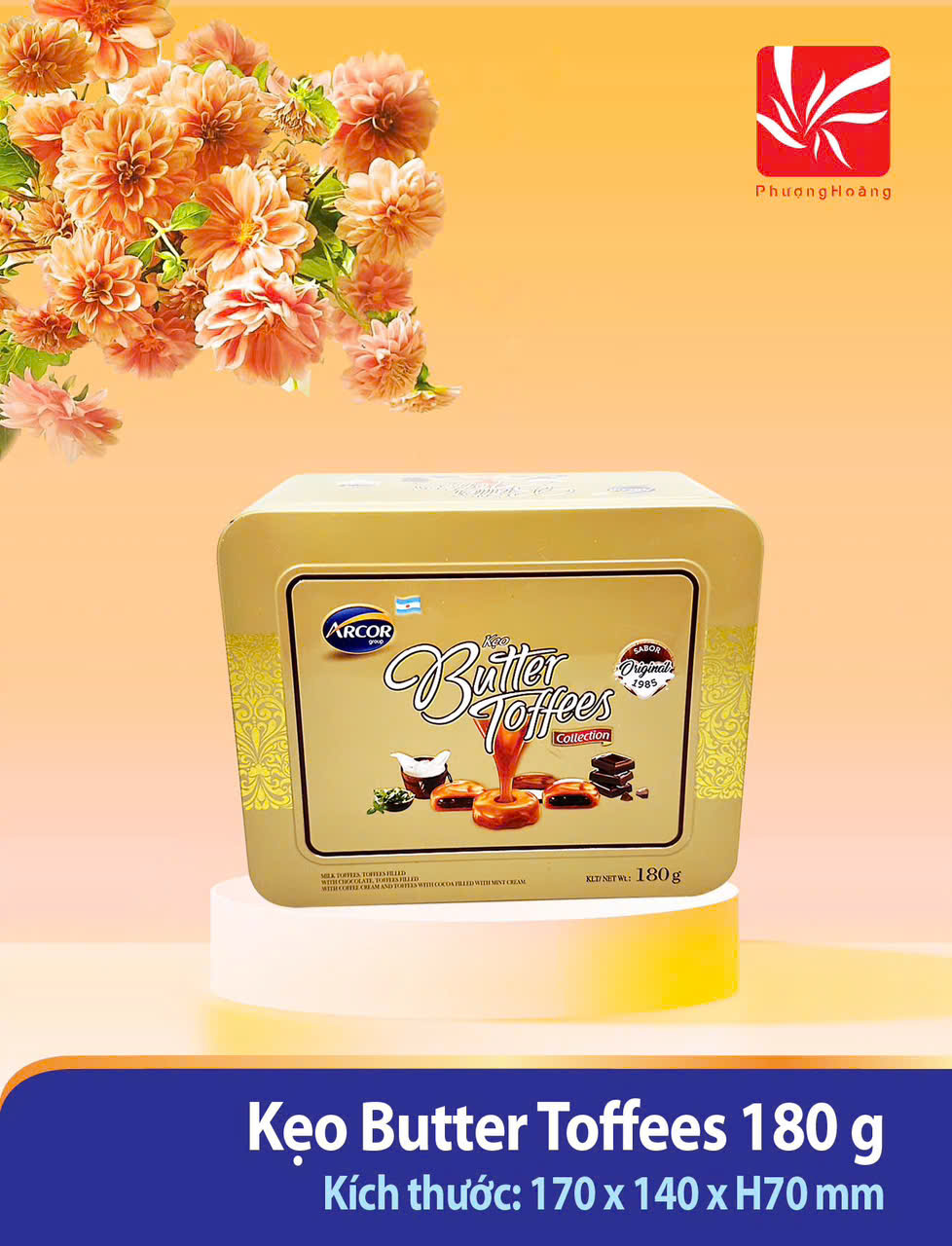 Kẹo bơ Butter Toffees nhân sữa, socola, cà phê, bạc hà Mexico 180g