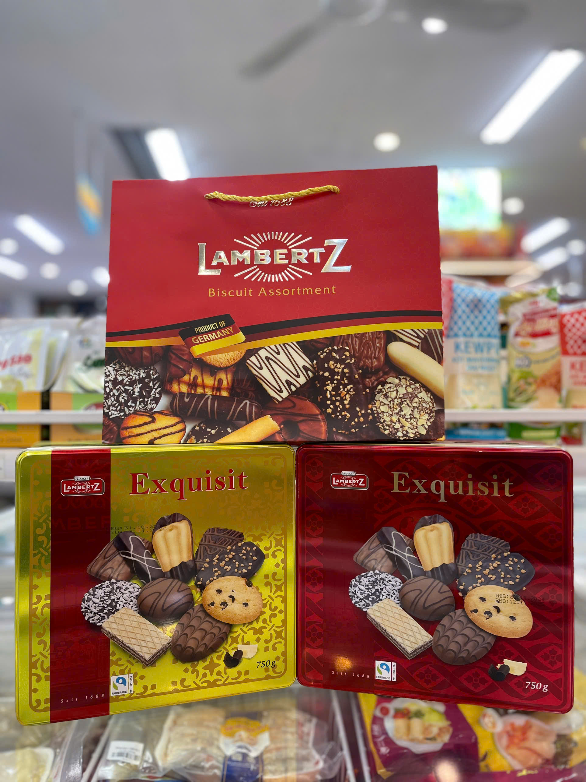 Bánh quy bơ socola Lambertz Exquisit Đức 750g