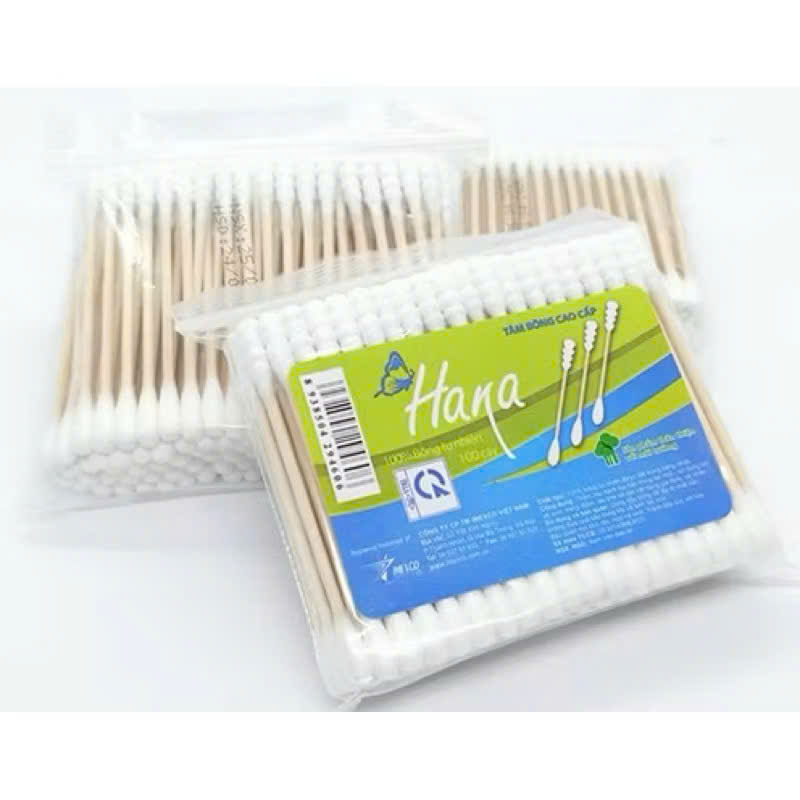 Tăm bông Hana gói lõi thân trúc 100 que