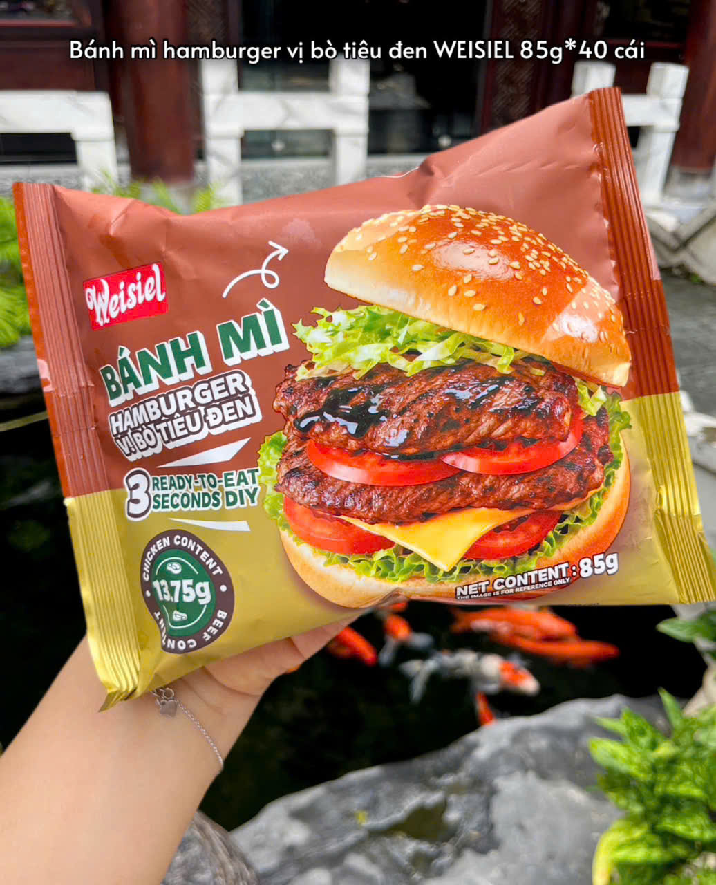 Bánh mỳ Hambuger vị bò tiêu đen 85g