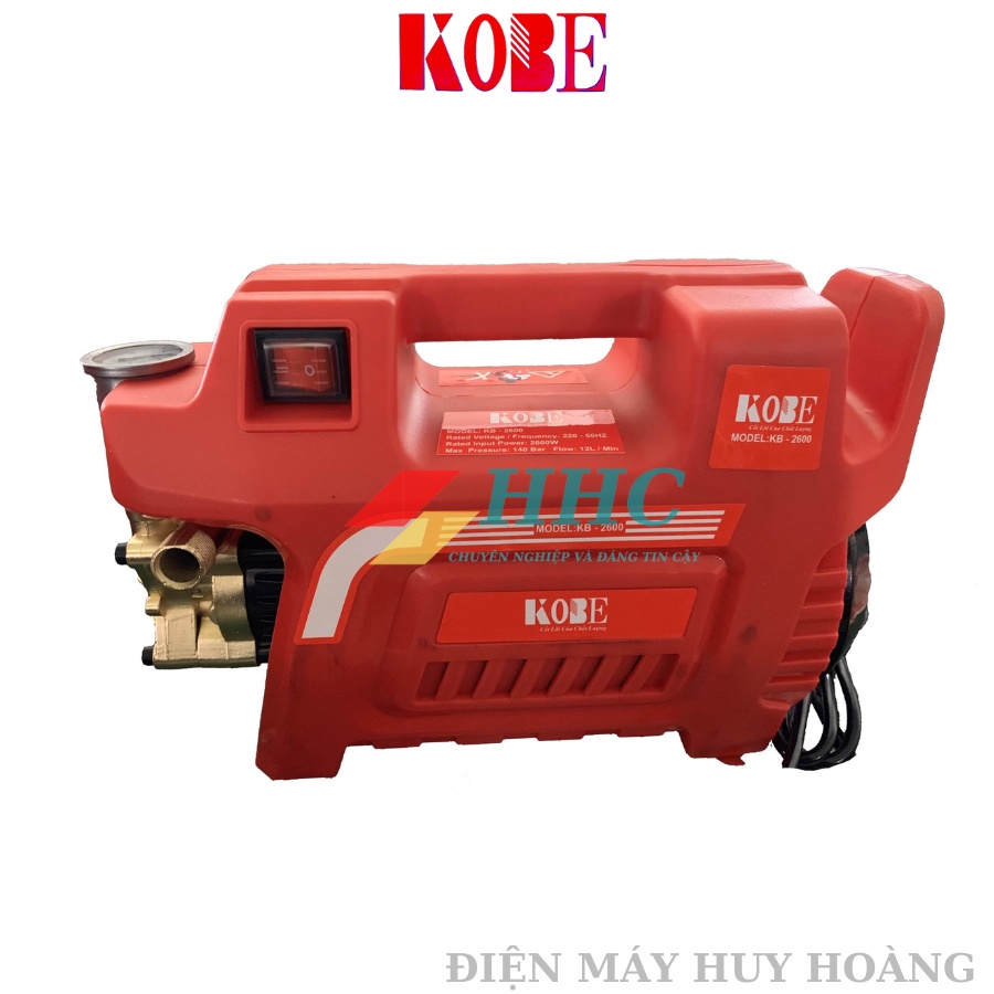 Máy rửa xe KOBE 2600W tự ngắt khi nhả cò, cam kết lõi đồng 100%, ĐỘNG CƠ SIÊU KHỎE - SIÊU BỀN