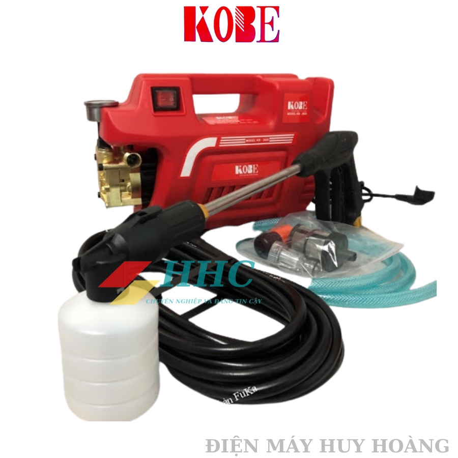 Máy rửa xe KOBE 2600W tự ngắt khi nhả cò, cam kết lõi đồng 100%, ĐỘNG CƠ SIÊU KHỎE - SIÊU BỀN