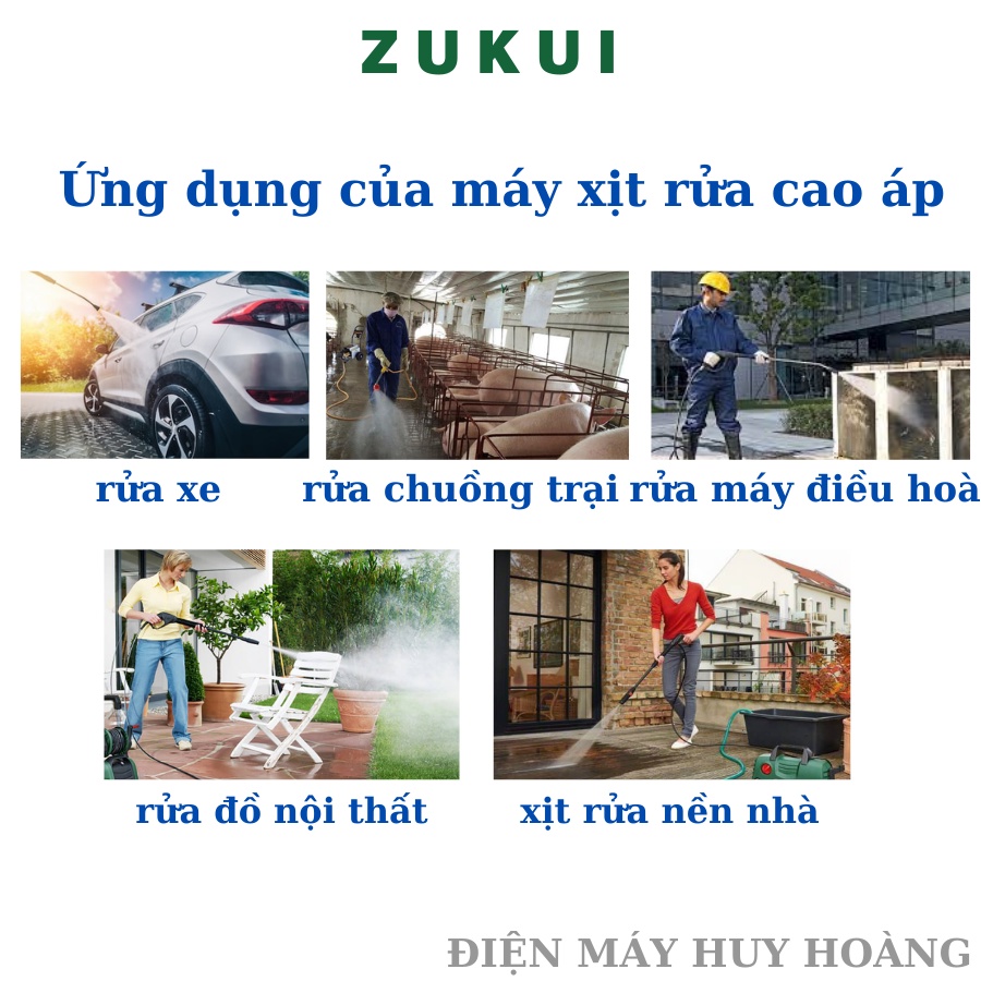 Máy rửa xe mini - Máy rửa xe cao áp chính hãng Zukui S8 công suất 3000W có chống giật - chống cháy