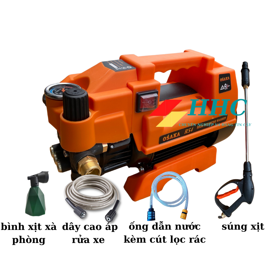 Máy rửa xe chỉnh áp 2800W 20MPA điện 220V OSAKA - RS4 _ dây đồng 100% _ hàng chính hãng _ bảo hành 12 tháng