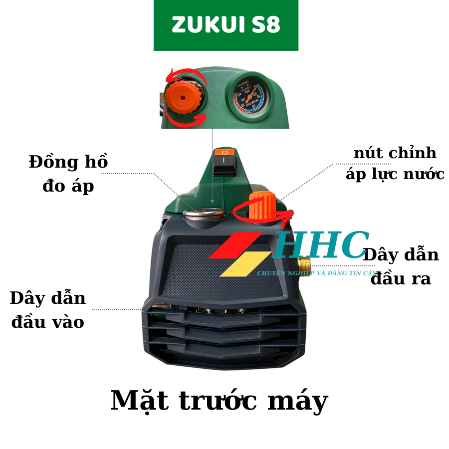 Máy Rửa Xe ZUKUI S8-Công Suất 3000W-Có Chỉnh Áp