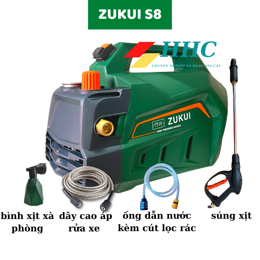 Máy Rửa Xe ZUKUI S8-Công Suất 3000W-Có Chỉnh Áp