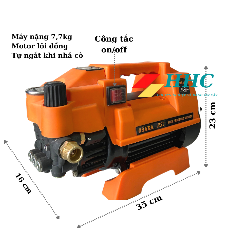 Máy rửa xe chỉnh áp 2400W 20MPA điện 220V OSAKA - RS2 _ dây đồng 100% _ hàng chính hãng _ bảo hành 12 tháng