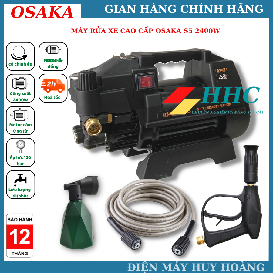 Máy Rửa Xe OSAKA S5 Chính Hãng - Công Suất 2400W - Công Nghệ Nhật Bản