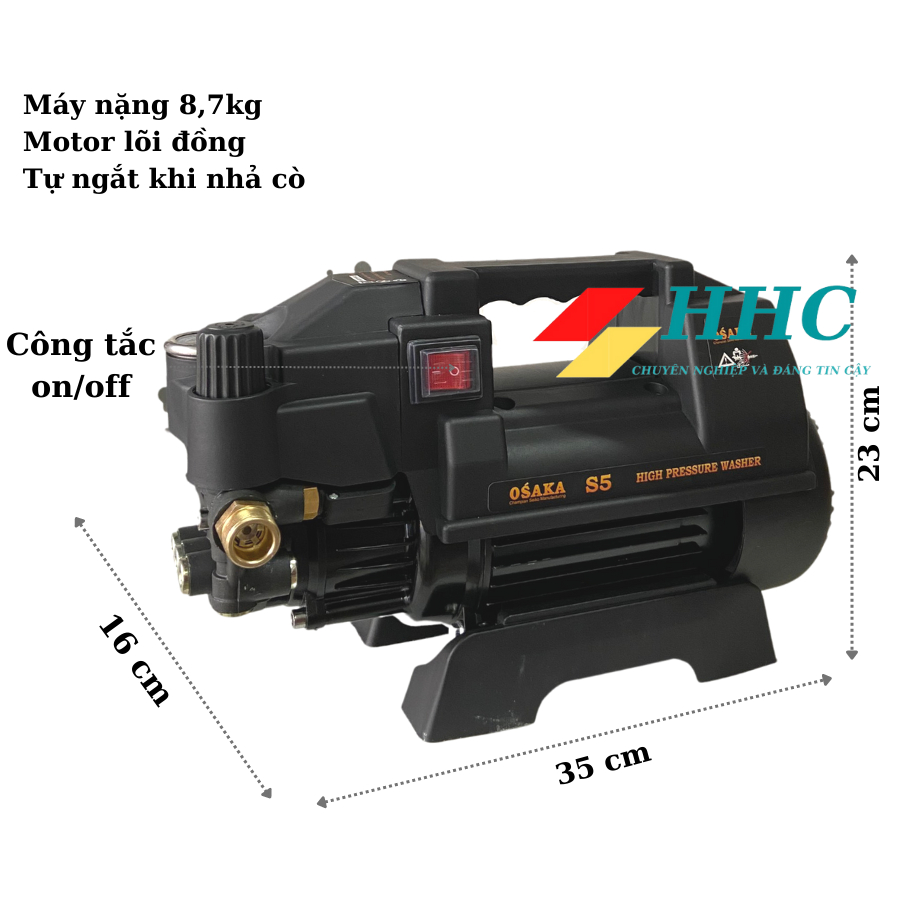 Máy Rửa Xe OSAKA S5 Chính Hãng - Công Suất 2400W - Công Nghệ Nhật Bản