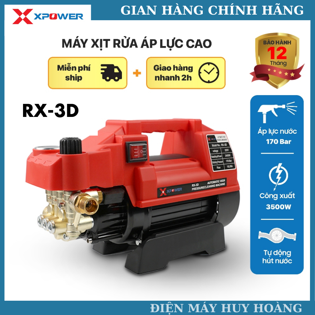 Máy rửa xe Xpower RX-3D chính hãng -Công suất 2400w tặng kèm dây xịt dài 15m