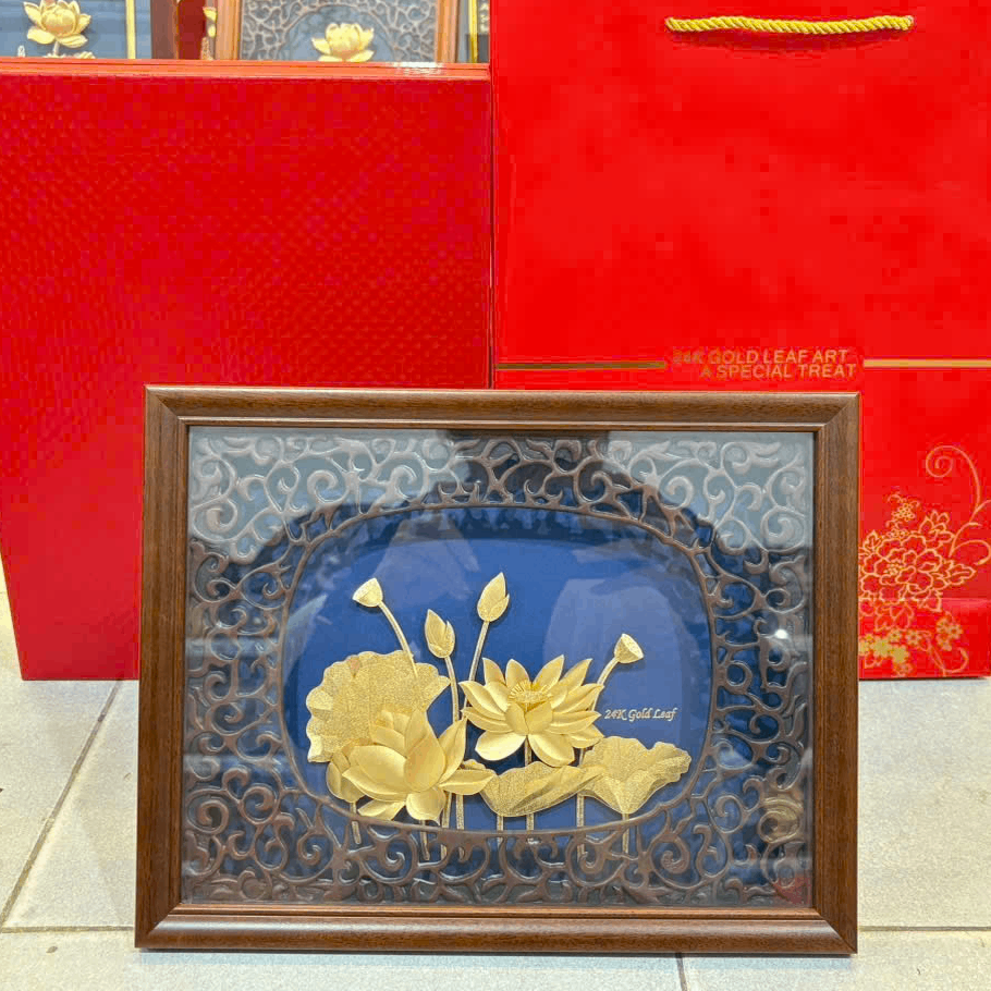 Tranh hoa sen chữ nhật