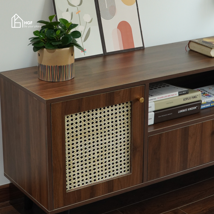 Tủ tivi LANA HGF 2 cánh 1 hộc kéo, gỗ MDF, 160x40x55cm, TTV023
