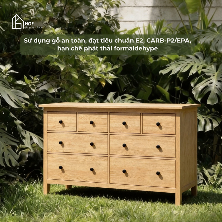 Tủ lưu trữ CLASI HGF 8 hộc kéo, gỗ MDF, 120x40x90cm, TLT061