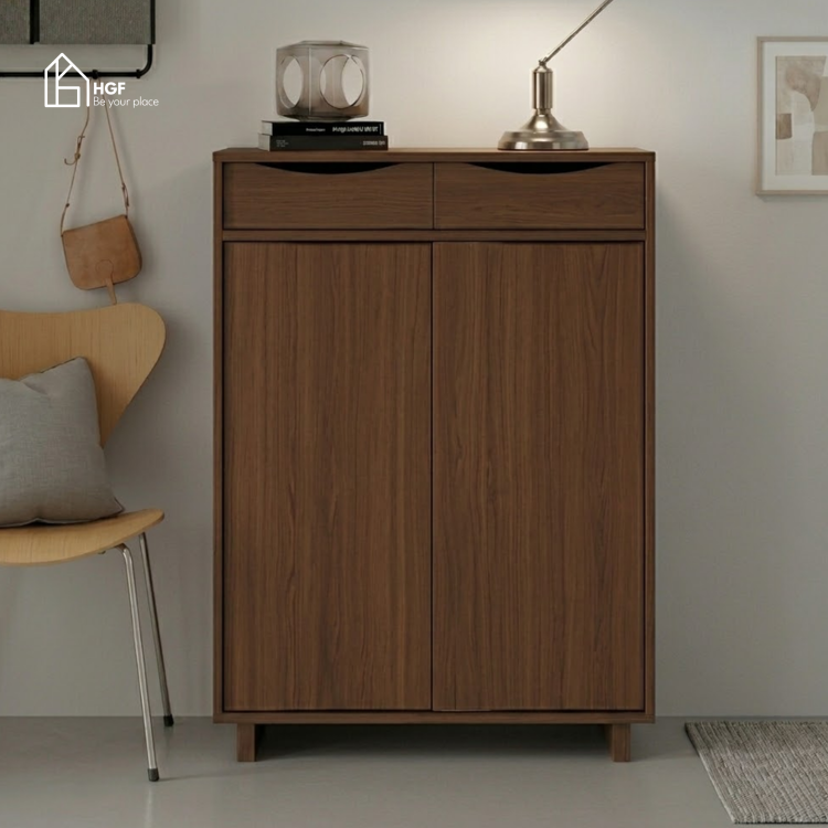 Tủ giày JANE HGF 2 hộc kéo 2 cánh, gỗ MDF, 90x35x110cm, TG017