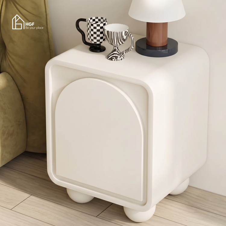 Tủ đầu giường BRUNA HGF 1 cánh vòm cung, gỗ MDF sơn 2K, 40x35x50cm, TDG007