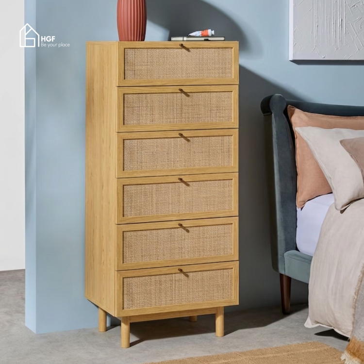 Tủ lưu trữ MEY HGF 6 hộc kéo, gỗ MDF, 60x40x140cm, TLT068