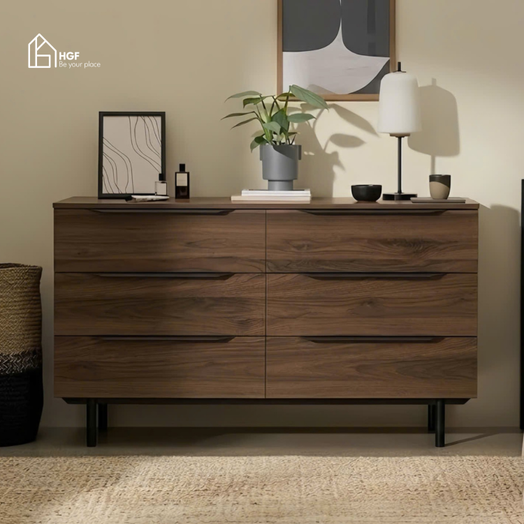 Tủ lưu trữ đa năng RIA HGF 6 hộc kéo, gỗ MDF, 140x45x82cm, TLT075