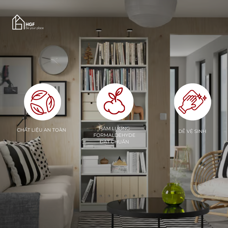 Kệ sách ILA HGF 3 - 6 tầng, gỗ MDF, 61x30x102/134/165/197cm, KS001