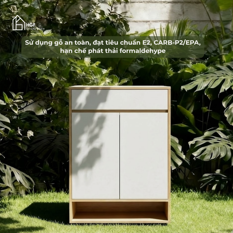 Tủ giày ZIKA HGF 2 cánh 1 hộc kéo, gỗ MDF, 60x35x100cm, TG016