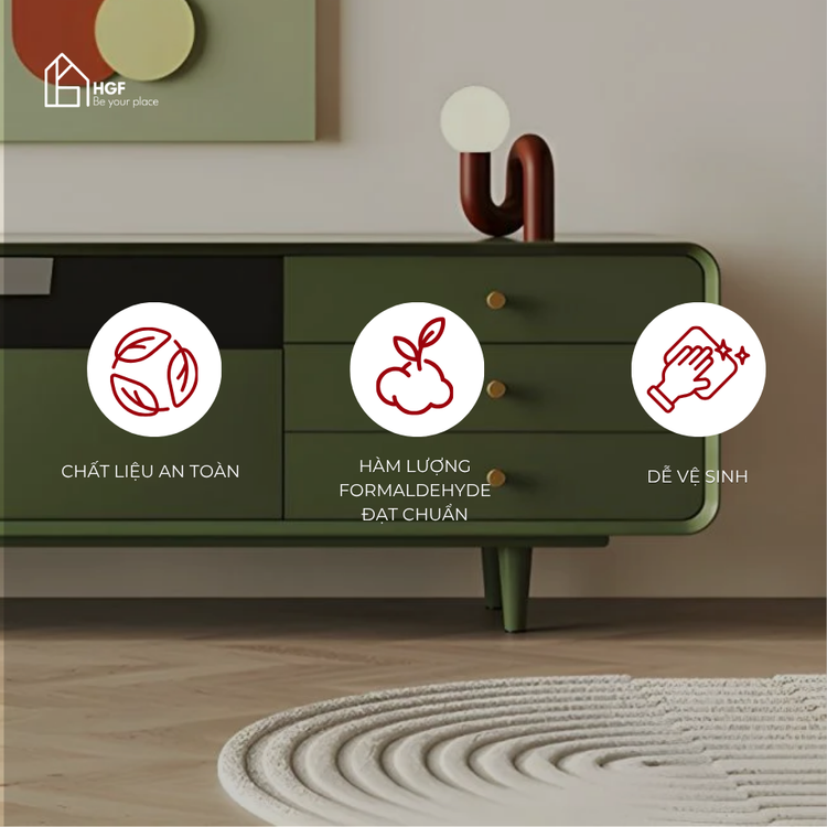 Tủ tivi HILMA HGF 2 cánh 3 hộc kéo, gỗ MDF phủ sơn 2K, 160/180/200x40x55cm, TTV070