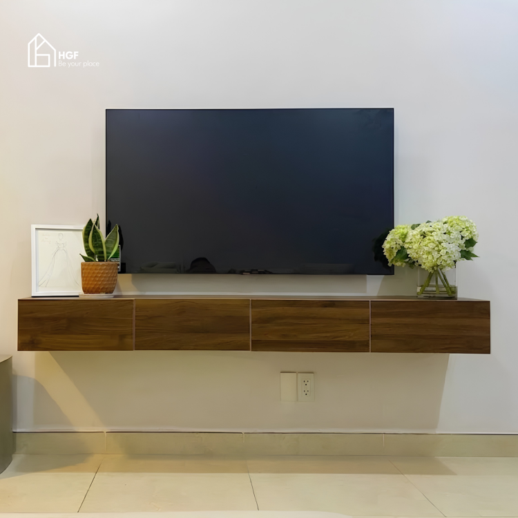Tủ tivi treo tường FLAMIA HGF, gỗ MDF, 180/200/220/240x40x25cm, TTV076