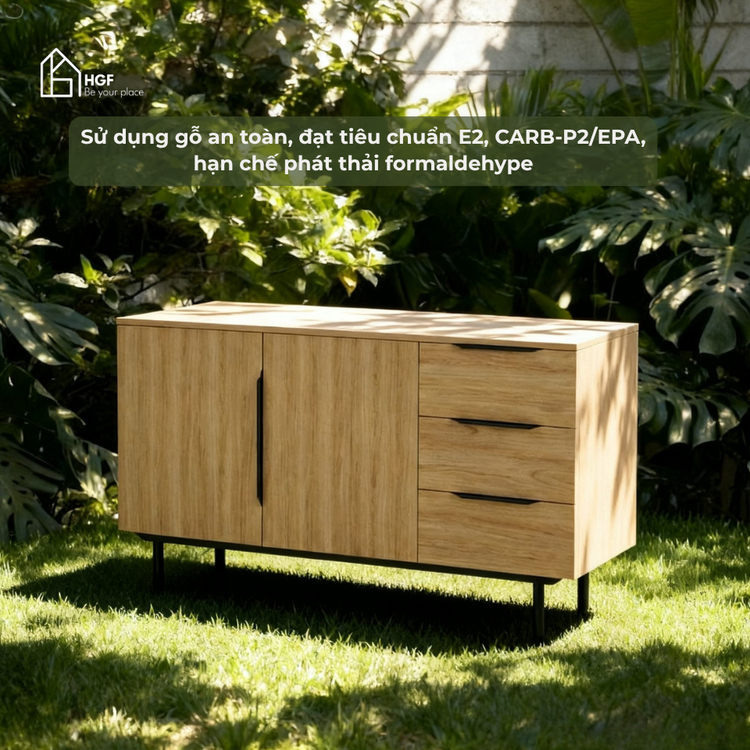 Tủ lưu trữ RIA HGF 2 cánh 3 hộc kéo, gỗ MDF, 150x40x70cm, TLT073
