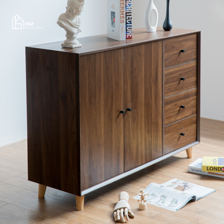 Tủ lưu trữ đa năng LANA HGF 2 cánh 4 hộc kéo, gỗ MDF, 120x40x90cm, TLT022