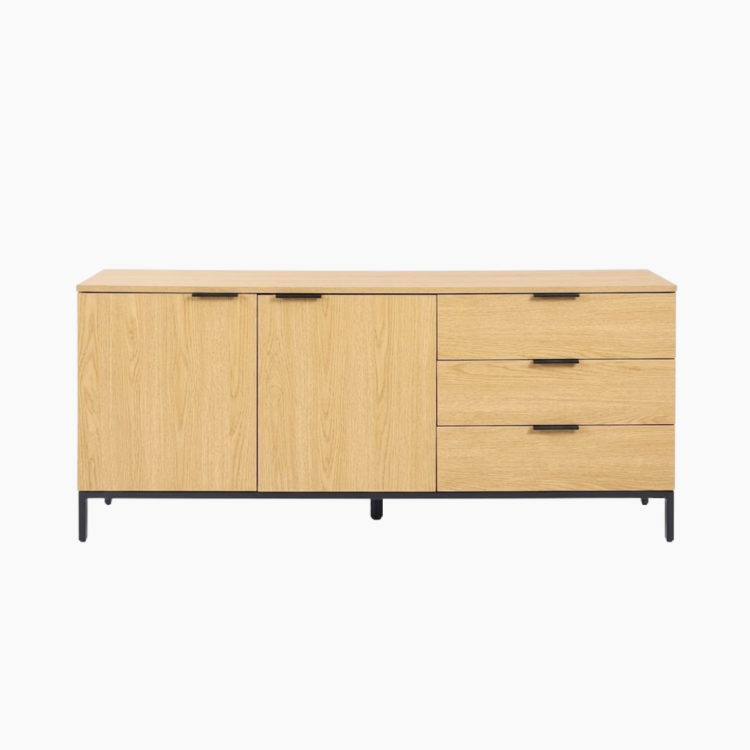 Tủ lưu trữ đa năng LANE HGF 2 cánh 3 hộc kéo, gỗ MDF, 150x40x80cm, TLT070