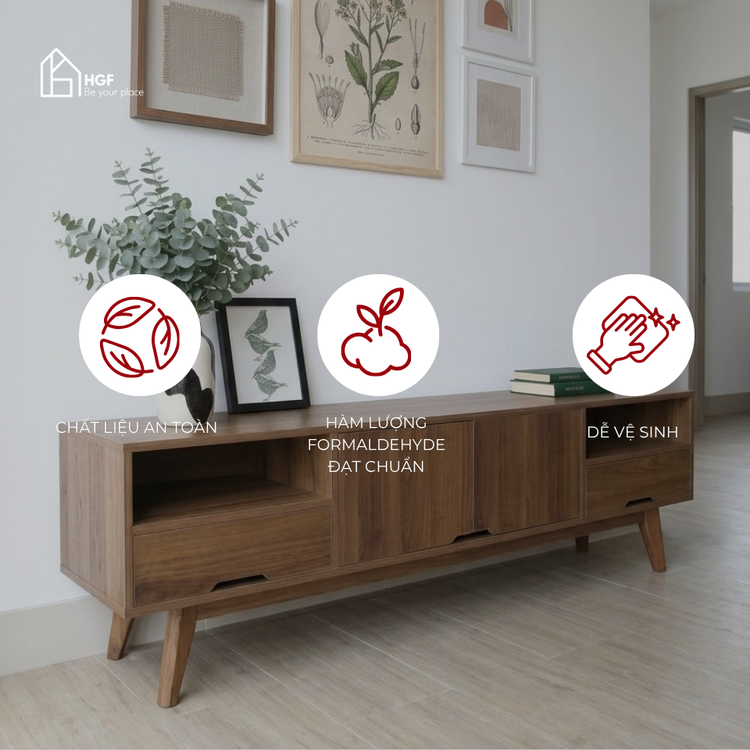 Tủ Tivi ANA HGF đa dạng lưu trữ, gỗ MDF, 140/160/180x40x50cm, TTV015