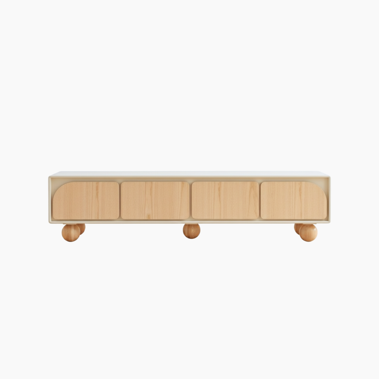 Tủ tivi BRUNA HGF 4 cánh bo cong, gỗ MDF phủ sơn 2K, 180x40x50cm, TTV036