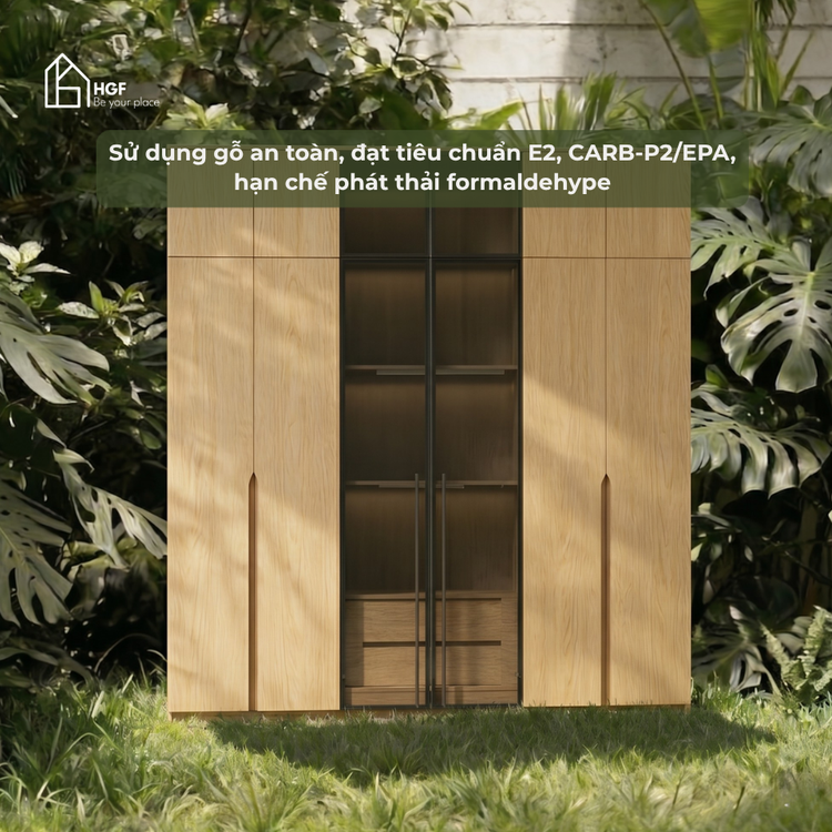 Tủ quần áo DAI HGF 6 cánh, gỗ MDF, 200x60x240cm, TQA006