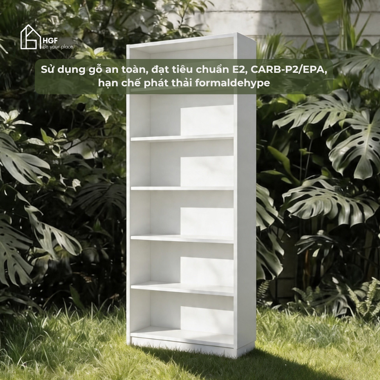 Kệ sách ILA HGF 3 - 6 tầng, gỗ MDF, 61x30x102/134/165/197cm, KS001