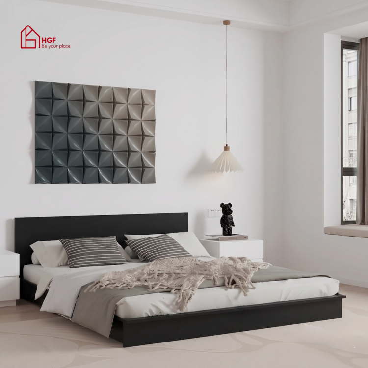 Giường ngủ DOMIC HGF, gỗ MDF, 1m2/1m4/1m6/1m8, GN012